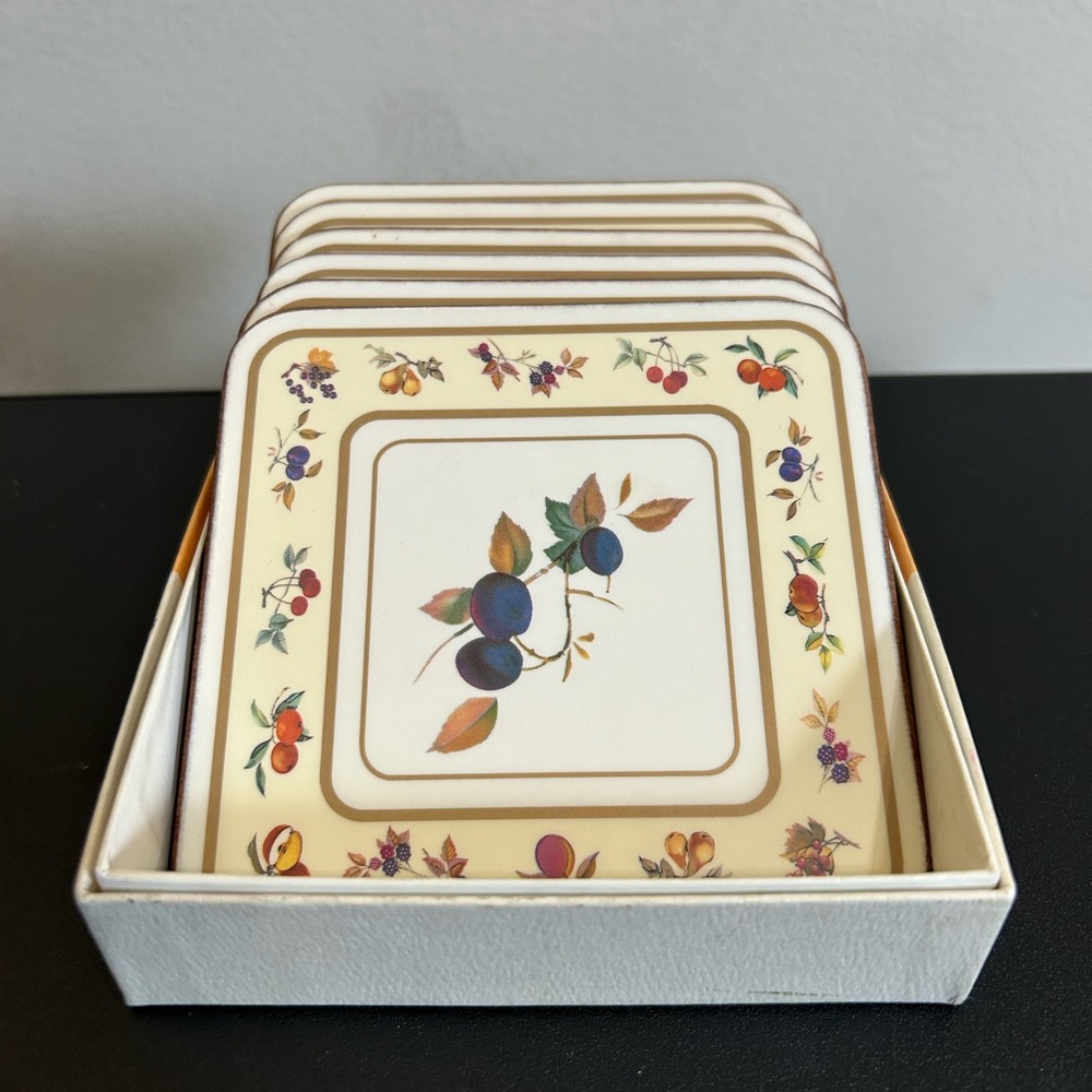 Royal Worcester Evesham Fruit Cork Coasters Pimpernel
